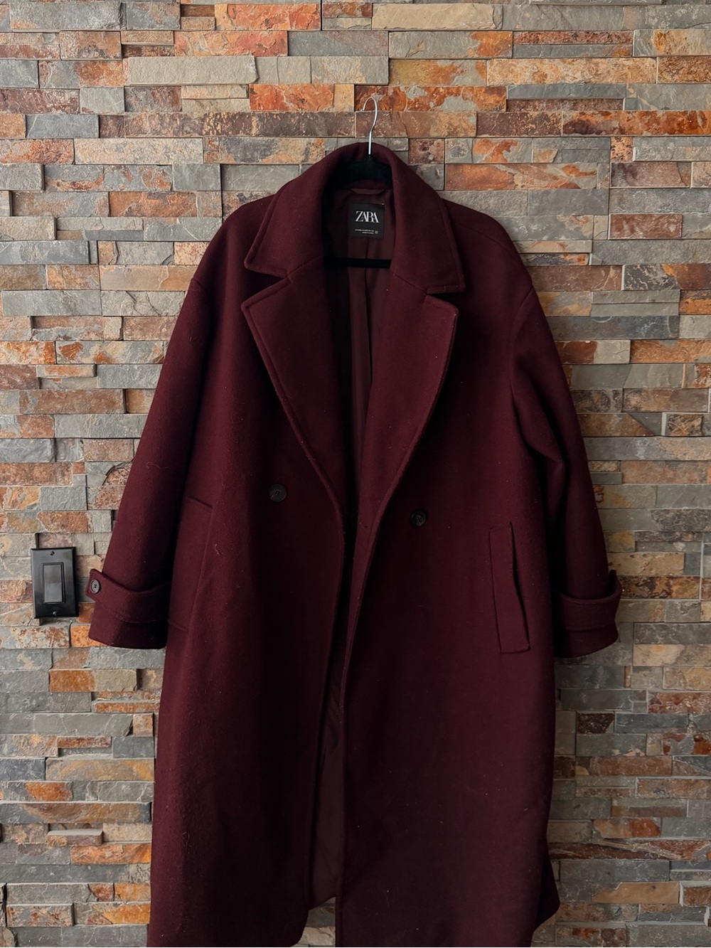 Zara Deep Burgundy Wool Coat